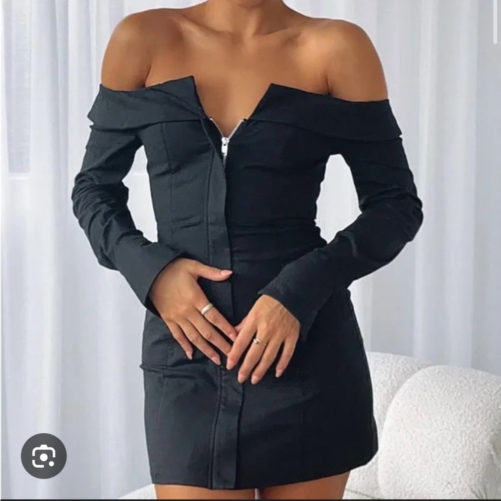 White Fox Black Mini Dress